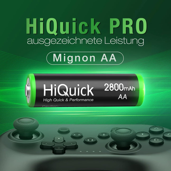 HiQuick Mignon AA Akku, 2800mAh 16 Stücke mit hoher Kapazität, NI-MH wiederaufladbare AA Akkus, geri