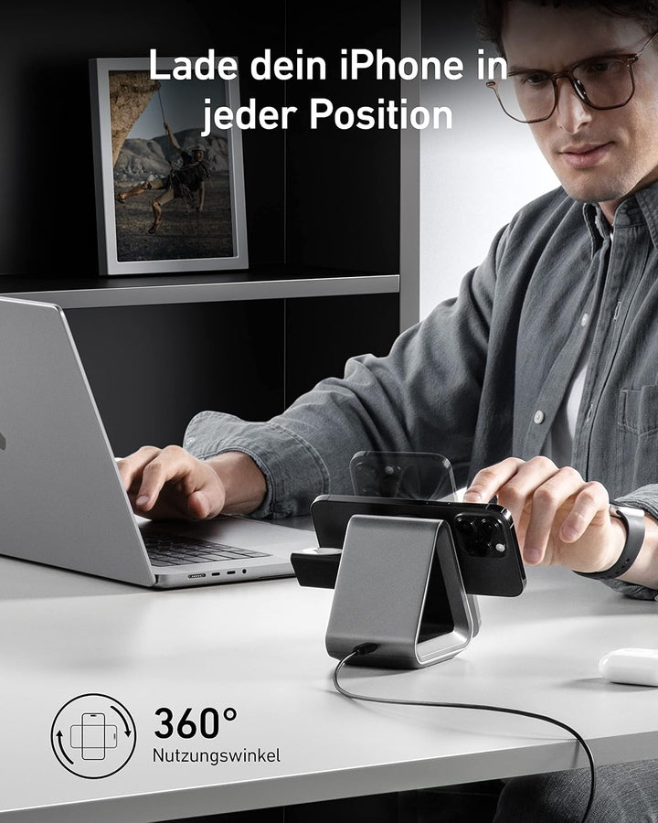 Anker MagGo MagSafe Ladegerät (3-in-1 Station) with 15W Max Fast Charge MFi Certified, for iPhone 17