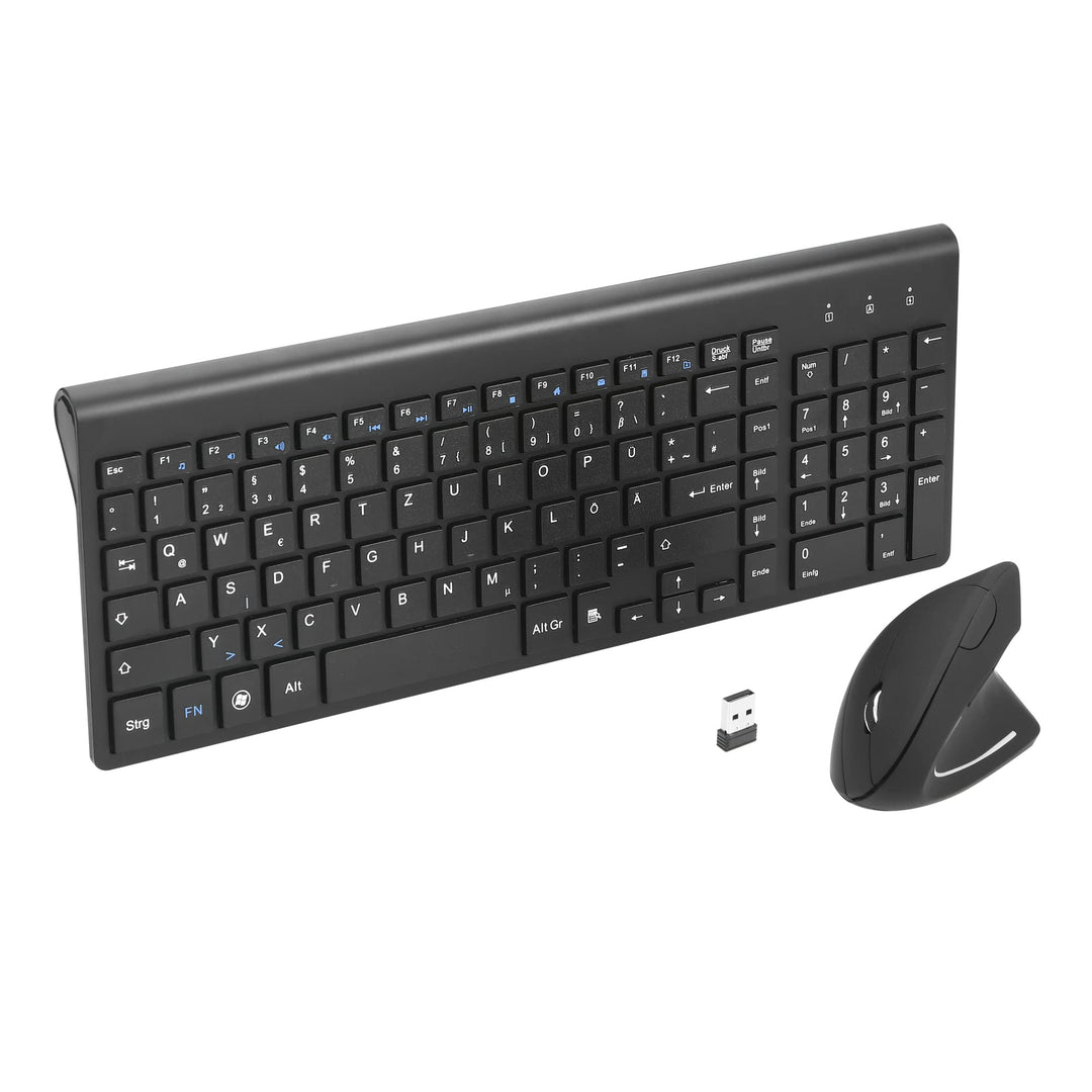 Fonicer 2,4 GHz Kabellose Vertikale Ergonomische Maus und Tastatur Combo Ultradünne tragbare Grösse