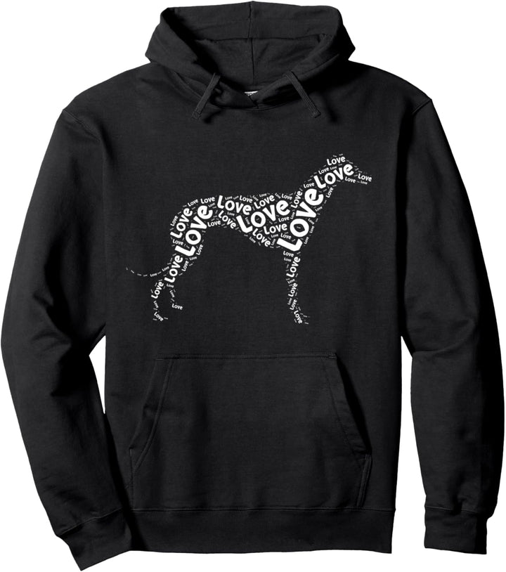 Liebe Windhund Hund Silhouette Wort Wolke Haustier Besitzer Pullover Hoodie