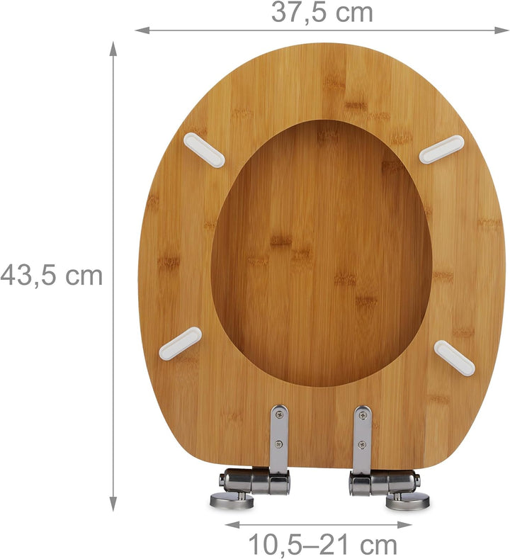 Relaxdays Toilettendeckel mit Absenkautomatik & Quick Release, 37,5 x 43,5 cm, Bambus, Montage von O
