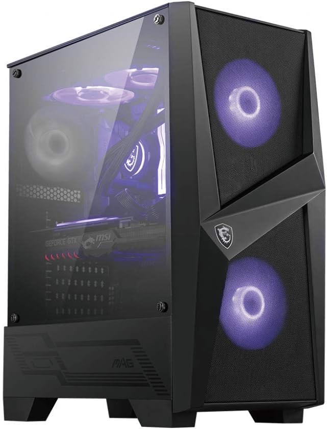 MSI MAG FORGE 100M Mid-Tower ATX Gehäuse (2x USB 3.1 Anschluss, 2x 120mm A-RGB Fan und 1x 120mm Fan