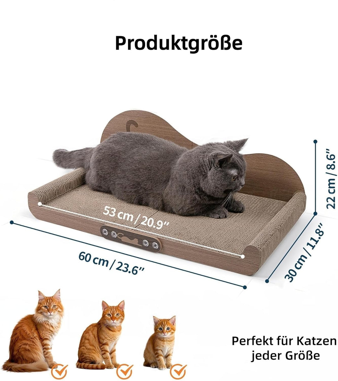 60 * 30cm Extragrosses Kratzbrett für Katzen jeder Grösse – XXL Sofa-Katzenkratzbrett aus Kratzpappe
