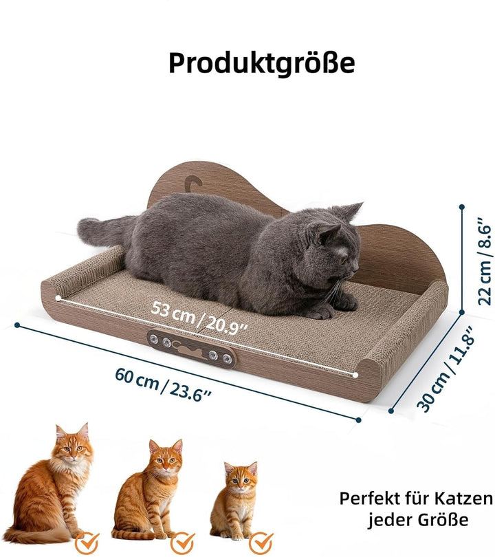 60 * 30cm Extragrosses Kratzbrett für Katzen jeder Grösse – XXL Sofa-Katzenkratzbrett aus Kratzpappe