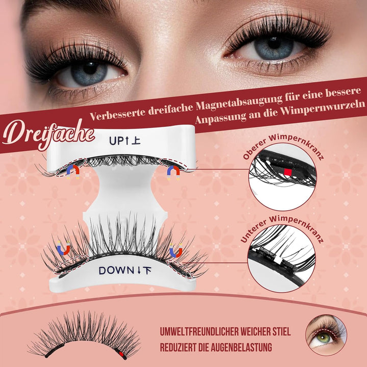 Higu clace Magnetische-Wimpern,Magnet Wimpern Ohne Eyeliner,Magnetische Wimpern mit Applikator,Wimpe