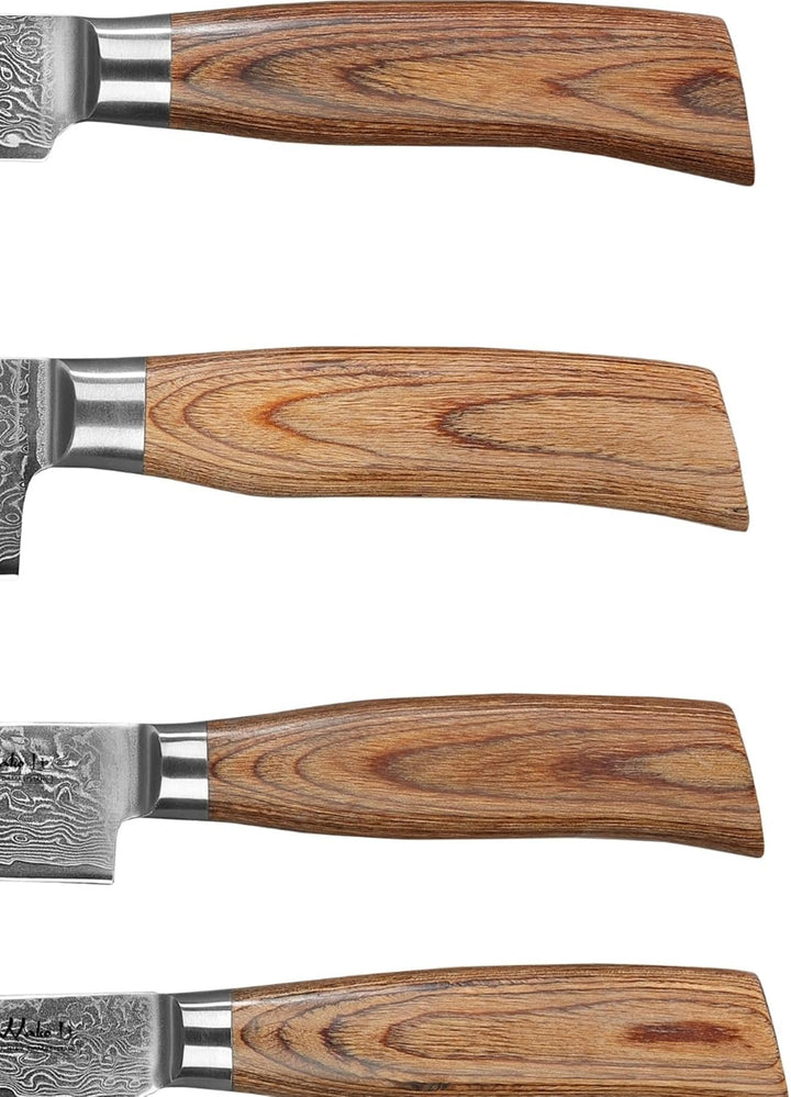 Wakoli EDIB Pro Damastmesser Set mit Gravur – Personalisiertes 4er Messerset, 17cm, 16cm, 11cm & 8cm
