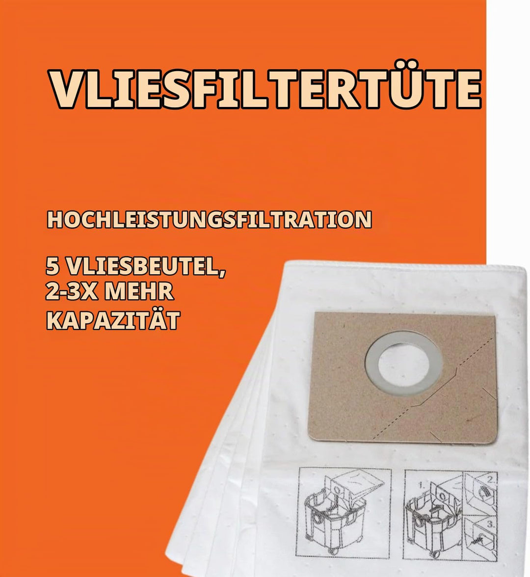 FEIN 31345062010 Vliesfiltersack für Dustex 35L, 5 Stück, Beige, Weiss