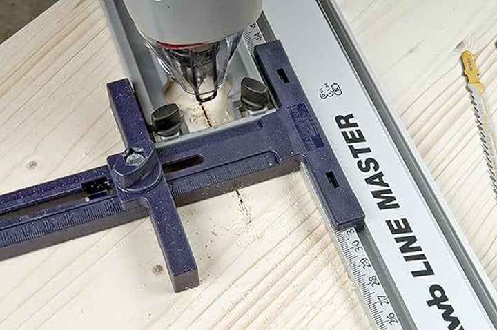 kwb LINE-MASTER Präzisionslineal 800 mm, Vorteils-Set mit Führungsschiene, Sägeführung, Winkelanschl