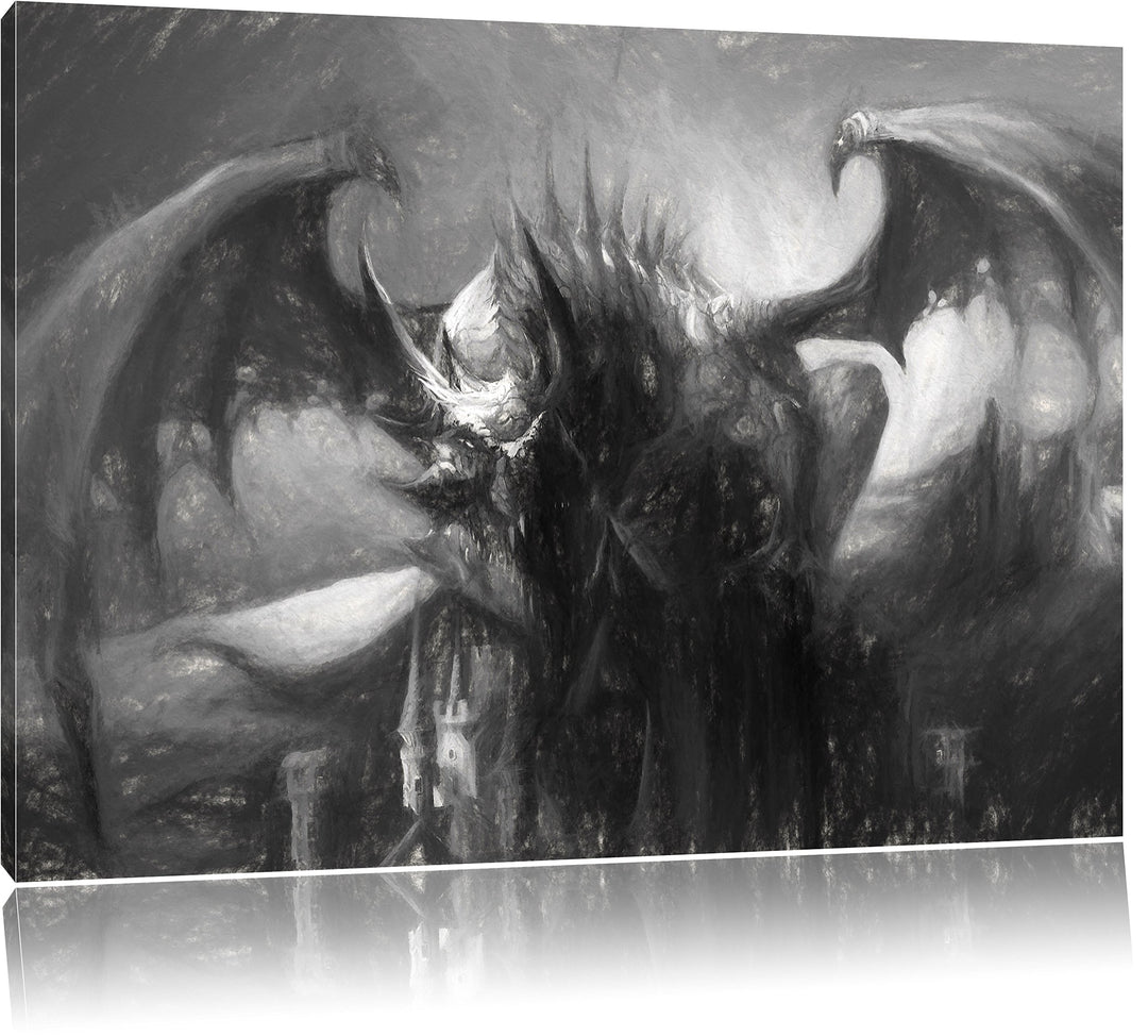 Pixxprint der Drache auf der Festung Kunst als Leinwandbild/Grösse: 100x70 / Wandbild/Kunstdruck/fer