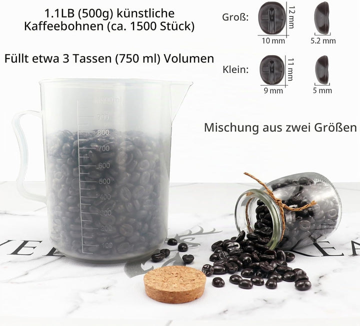 Künstliche Kaffeebohnen 500g (1500 Pcs) gefälschte Kaffeebohnen für Home Kitchen Table Centerpiece C