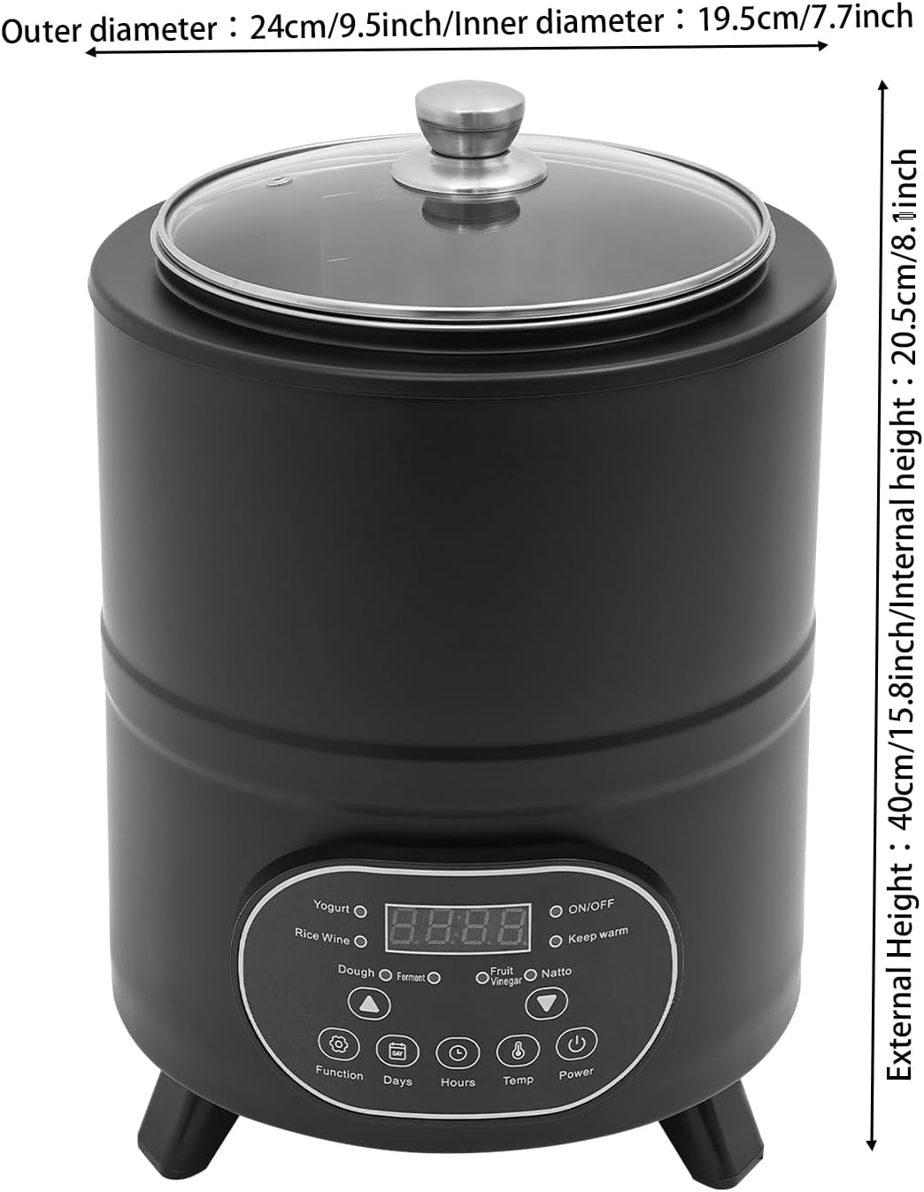 Joghurtbereiter 8L Edelstahl, Joghurtmaschine mit Temperaturregelung 25-80°C &amp; 24H Timer, Fermentier