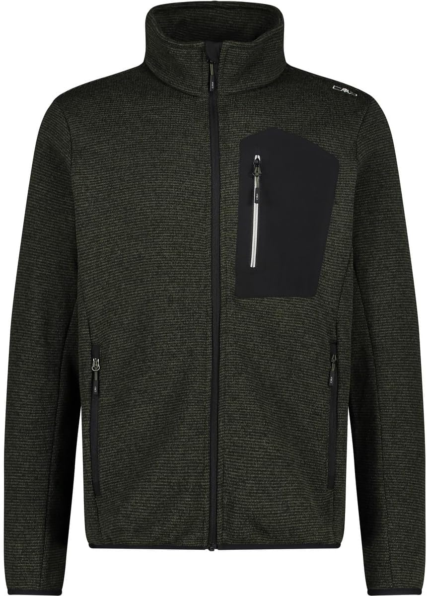CMP Leichte Fleece-Strickjacke mit Netz 48 Ölgrün-Schwarz, 48 Ölgrün-Schwarz