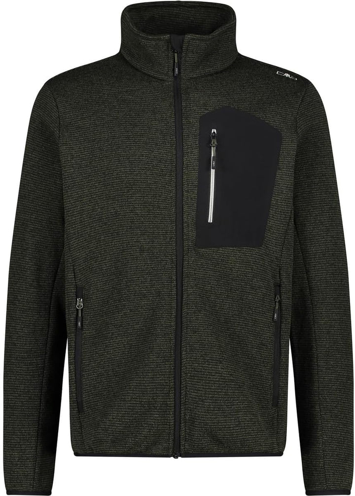 CMP Leichte Fleece-Strickjacke mit Netz 48 Ölgrün-Schwarz, 48 Ölgrün-Schwarz