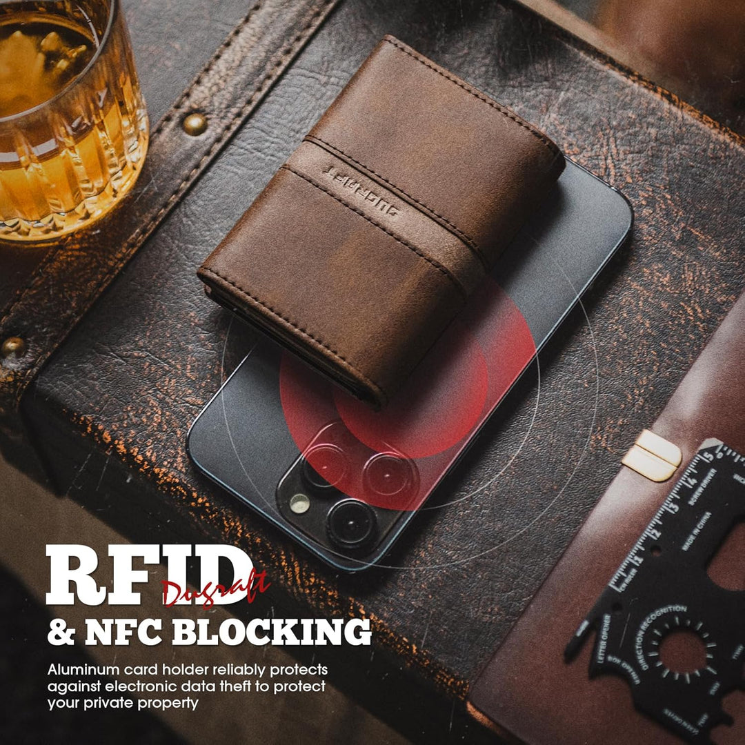 DUGRAFT Geldbörse Herren mit Aluminium Etui Kartenschieber Pop-up RFID Geschützt, Geldscheinefach, A