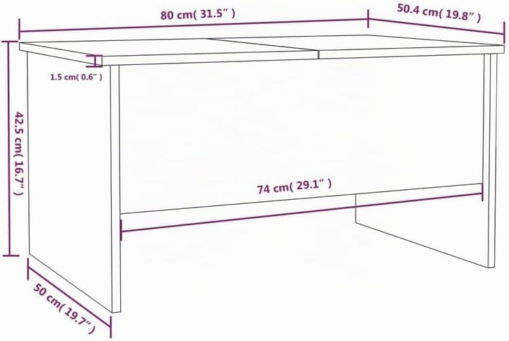 WIFESE Couchtisch Höhenverstellbar 80x50x42,5 cm Beistelltisch Holz Wohnzimmertisch Modern Stilvolle