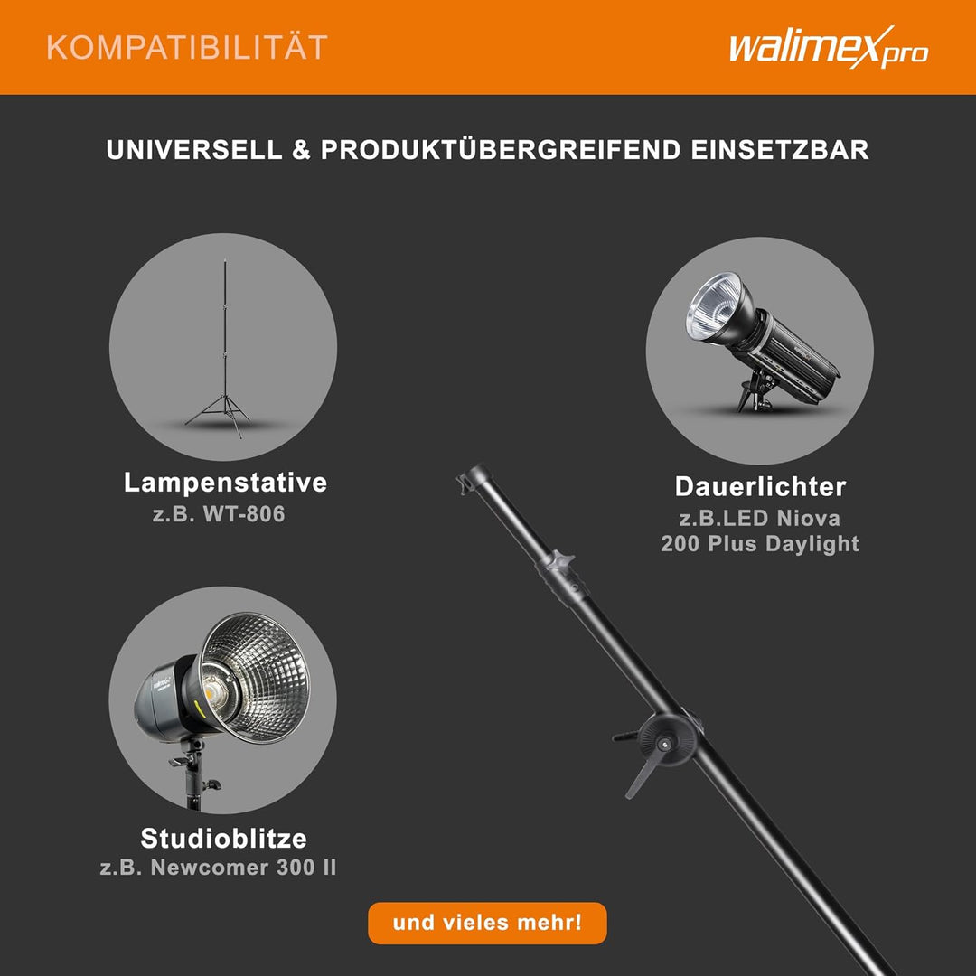 Walimex Galgen mit Beschwerungstasche (120-220 cm), Schwarz Single, Single