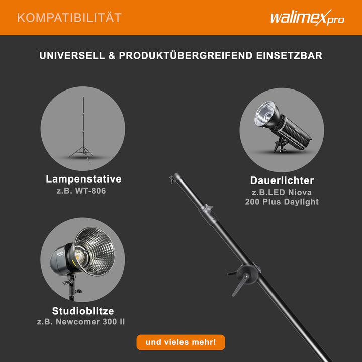 Walimex Galgen mit Beschwerungstasche (120-220 cm), Schwarz Single, Single