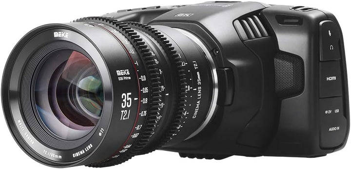 MEKE 35mm T2.1 Super 35 Prime Manueller Fokus Kino-Objektiv für EF-Mount Cine Kamera, kompatibel mit