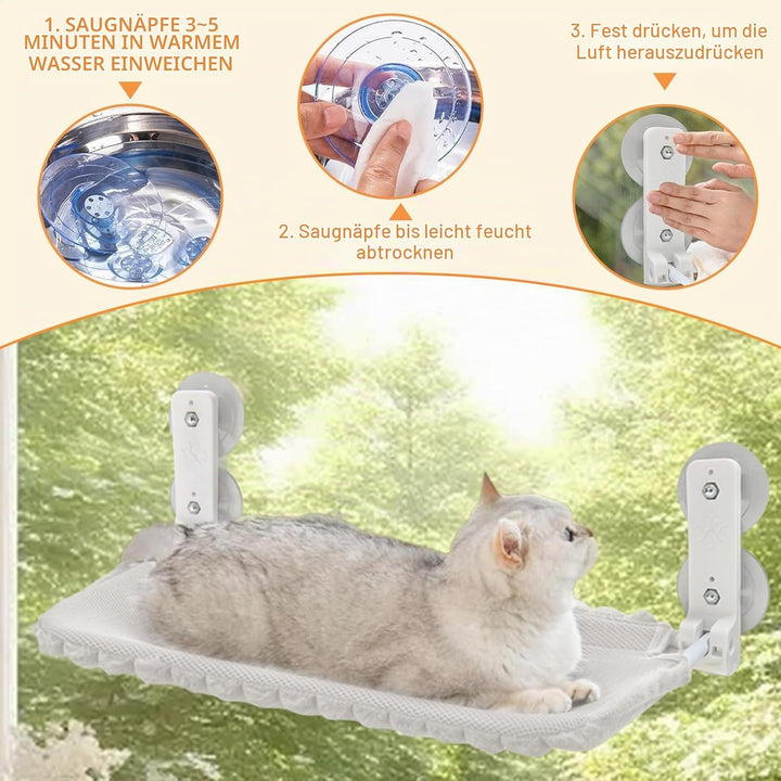 Weiche Katzen Fensterhängematte Sitzstange Faltbar mit Abnehmbarem und Wendbarem Bezug Saugnäpfen Fe