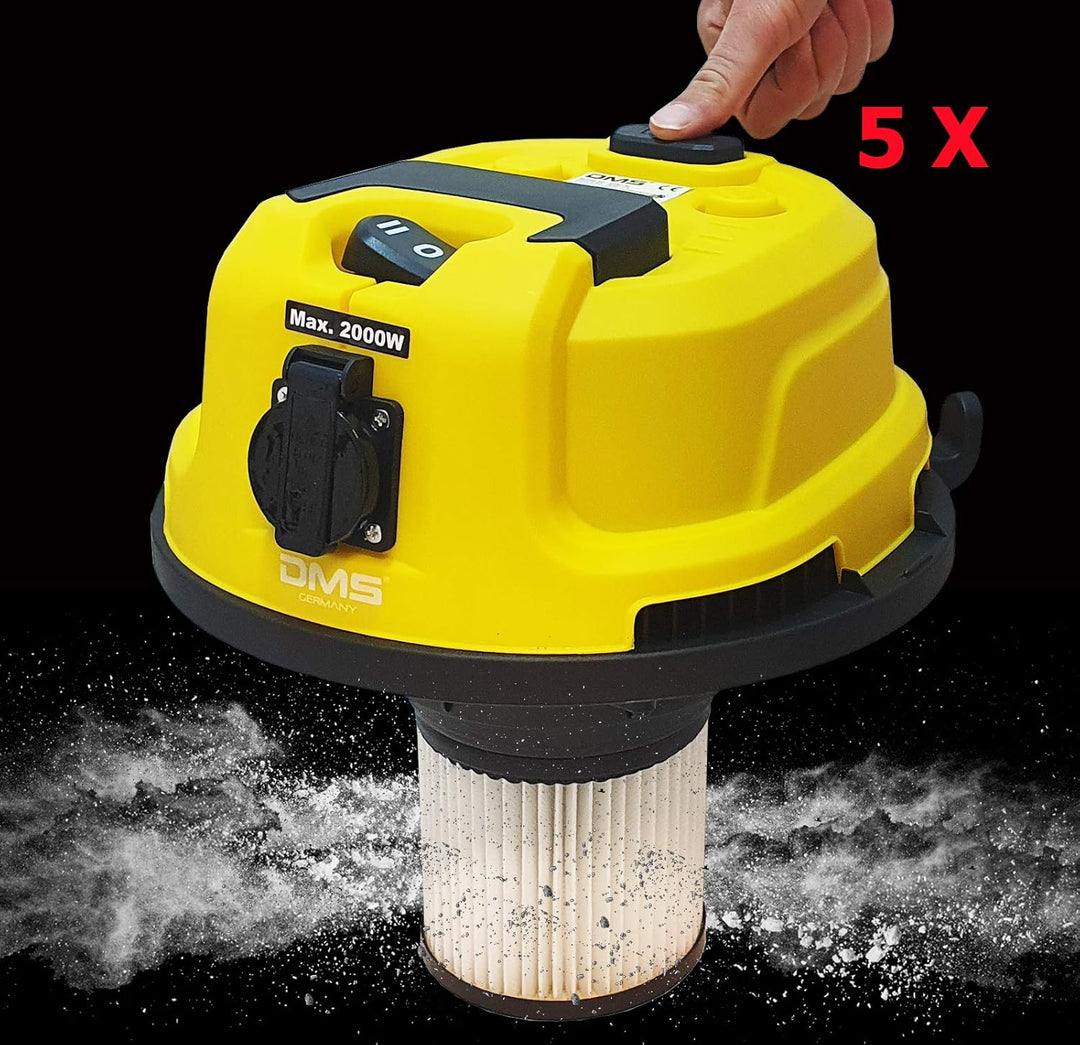 DMS® Industriestaubsauger für Nass u. Trocken Sauger | Edelstahl 2300W + Steckdose | starke Saugkraf