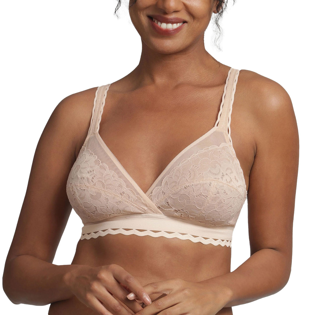Playtex Damen BH Ohne Bügel Recycled Classic Lace Support Soft Cup x1 80B Beige, 80B Beige