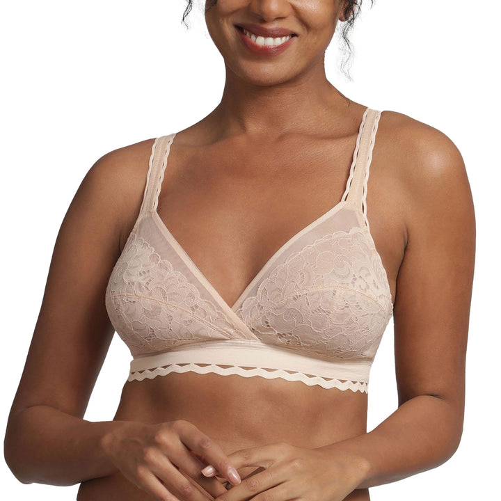 Playtex Damen BH Ohne Bügel Recycled Classic Lace Support Soft Cup x1 75B Beige, 75B Beige