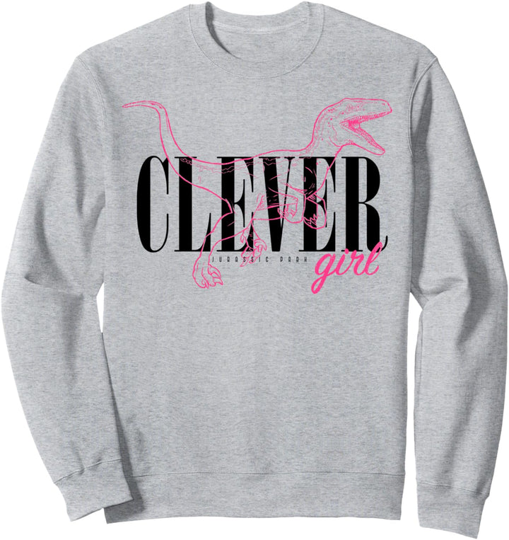 Jurassic Park Neon Pink Raptor Outline Clever Girl Sweatshirt