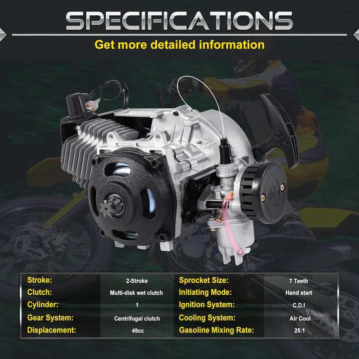 Sange 49cc 2 Hub Pull Start Motor Motor Luftgekühlt für Pocket Bike Mini Dirt Bike ATV Roller