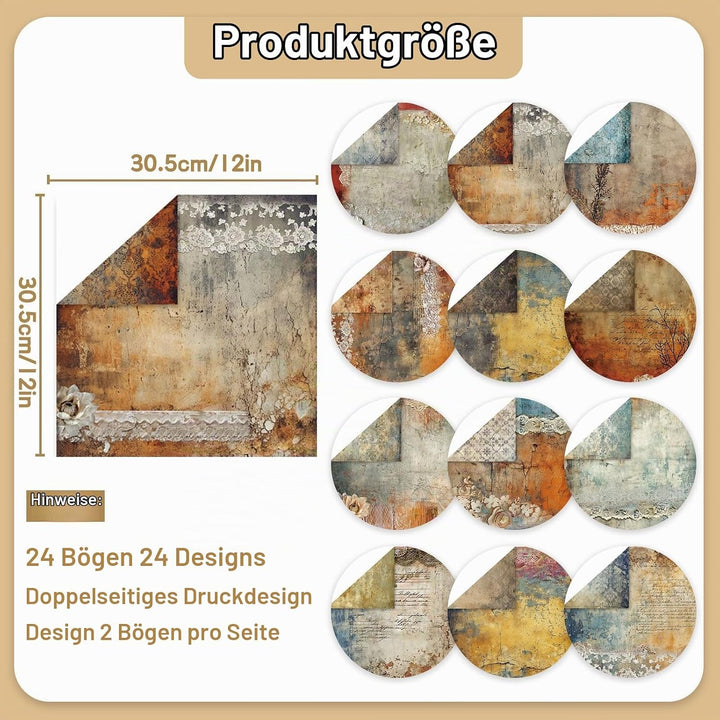 48 Stück Designpapier Block mit Muster Doppelseitiges Scrapbook Papier Decoupage Papier Hintergrundp