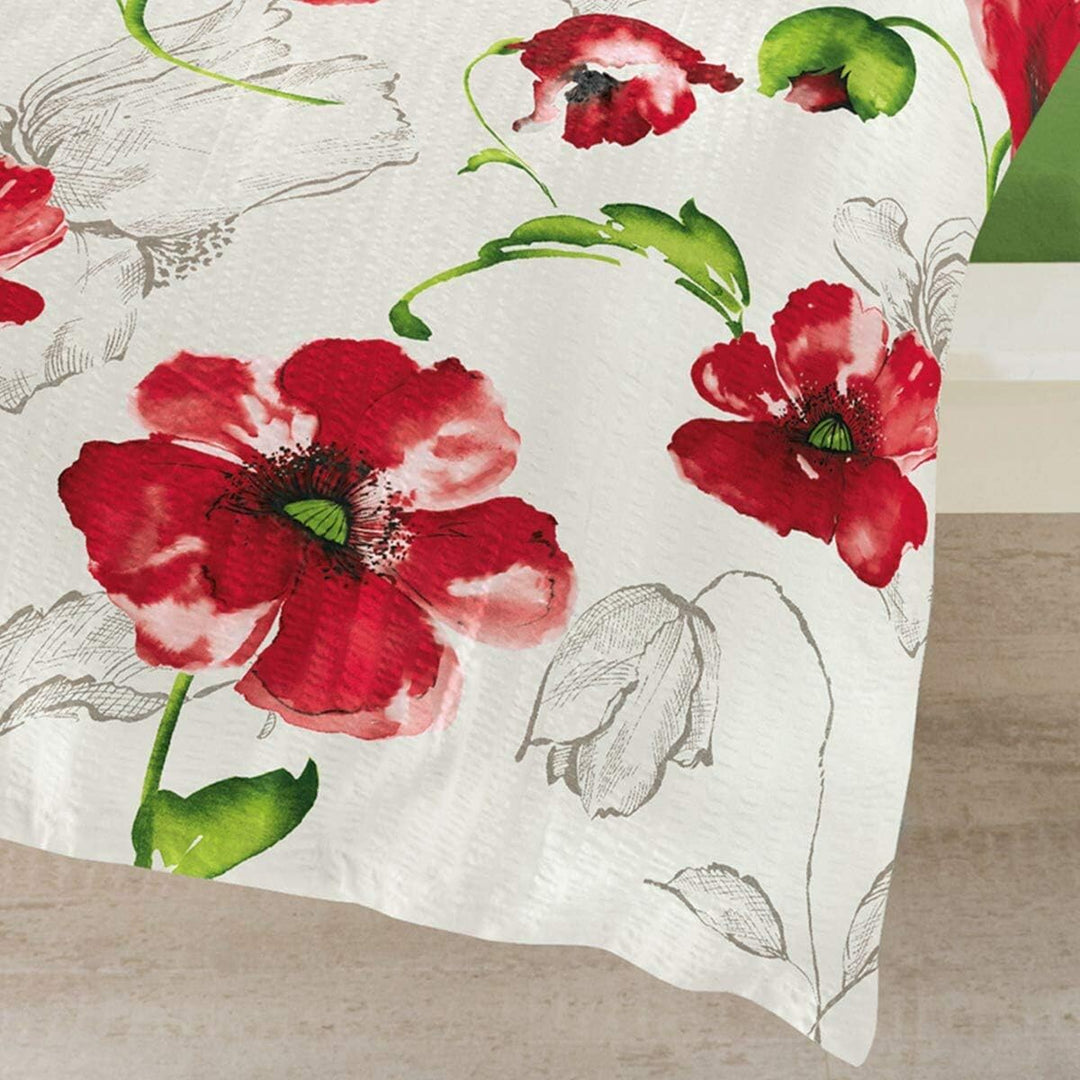 Traumschlaf Seersucker Bettwäsche Mohnblume 1 Bettbezug 155 x 220 cm + 1 Kissenbezug 80 x 80 cm