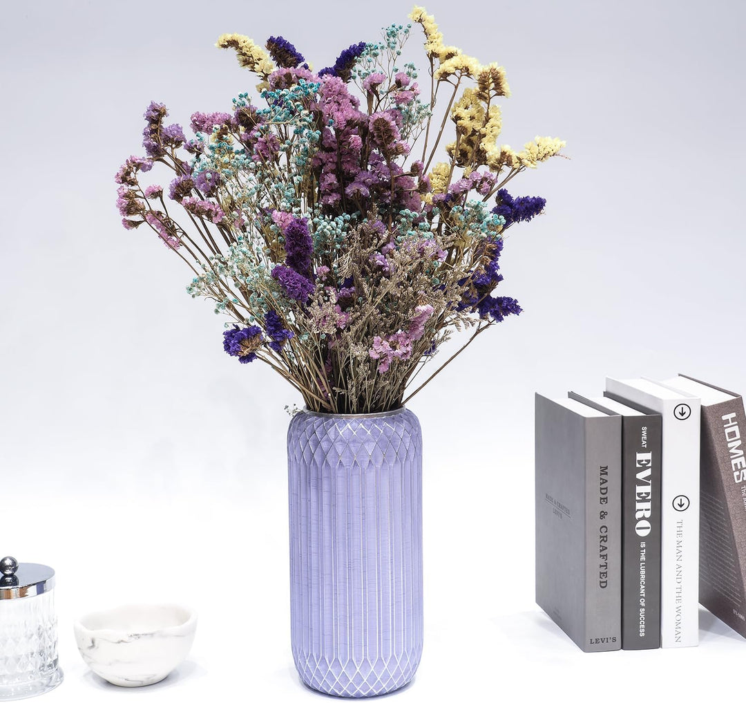 Suanti Dekorative Blumenvase (28 cm), Gross Lilac Silber Border Moderne Vase, Einzigartigen Formen V