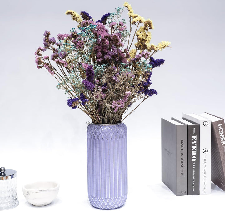 Suanti Dekorative Blumenvase (28 cm), Gross Lilac Silber Border Moderne Vase, Einzigartigen Formen V