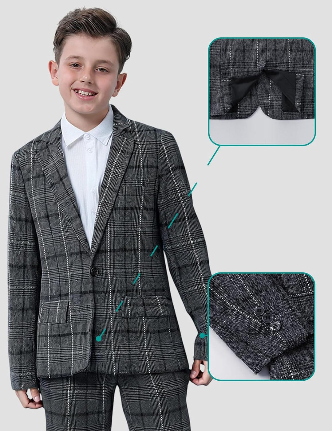 mintgreen Jungen Anzug Blazer 2PCS Gentleman Tuexdo Sätze Blazer + Hose + Fliege 5-12 Jahre 6-7 Jahr