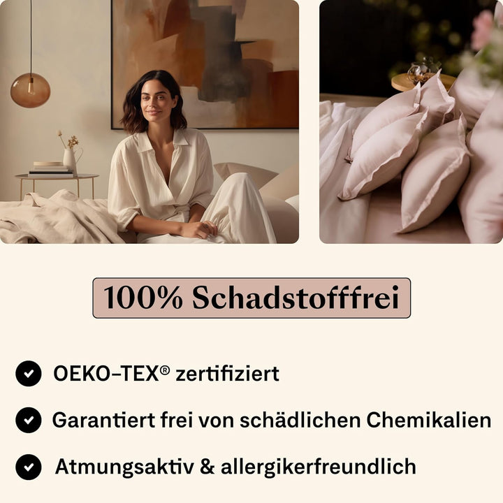 Mako Satin Kissenbezug 2er Set Kissenbezüge 65x65 cm, 100% ägyptische Baumwolle (Zertifiziert) rosa/