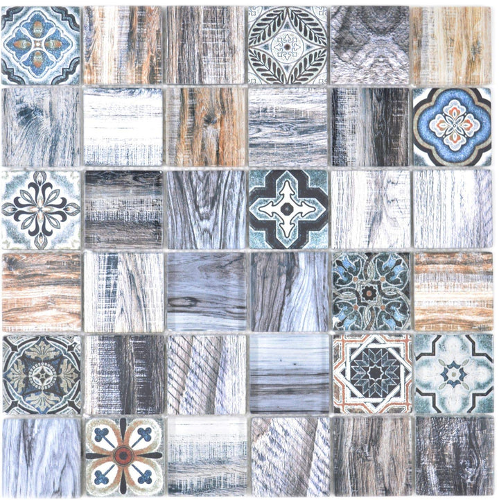 Mosaik Fliese Quadrat Crystal mix blau für WAND KÜCHE Wandverblender Fliesenspiegel Verkleidung | 10