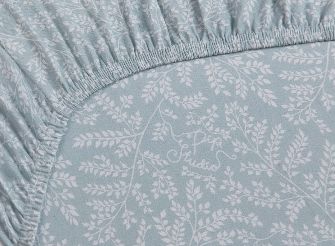 Pip Studio Spannbettlaken Leafy Farbe Blue Grey 90x200/220 Spann-Laken Laken