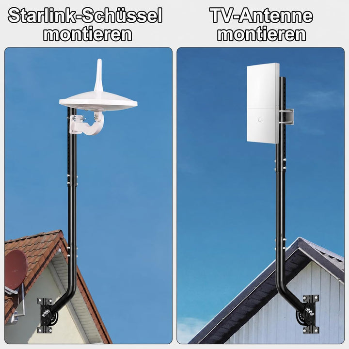 Universeller Antennenmast für Fernseh-, Satelliten-, Radio- und WLAN-Antennen - Verstellbarer Stände