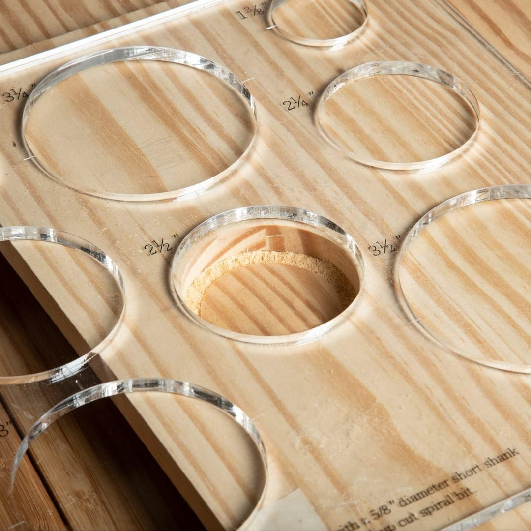 POWERTEC 71622 30,5 x 25,4 cm transparente Acryl-Dekoschablonen, Kreis/Ösen/runde Einlegeschablone f