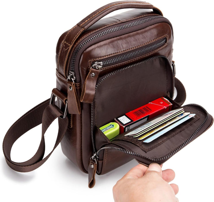 BAIGIO Leder Umhängetasche Herren Schultertasche Vintage Männer Tasche Crossbody Bag Herrentasche zu