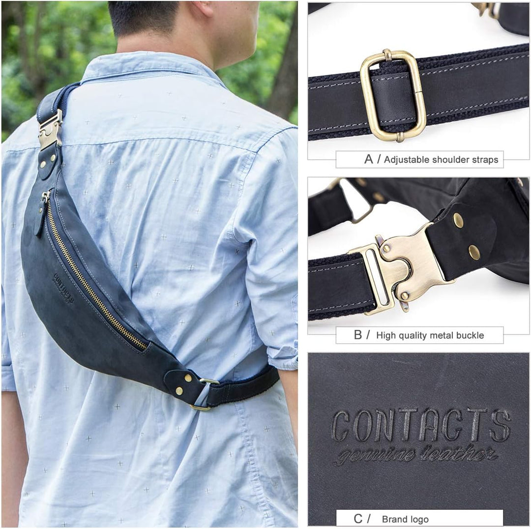 CONTACTS Gürteltasche Bauchtasche Hüfttasche mit Reissverschluss Geeignet für Reise Wanderung und Ou