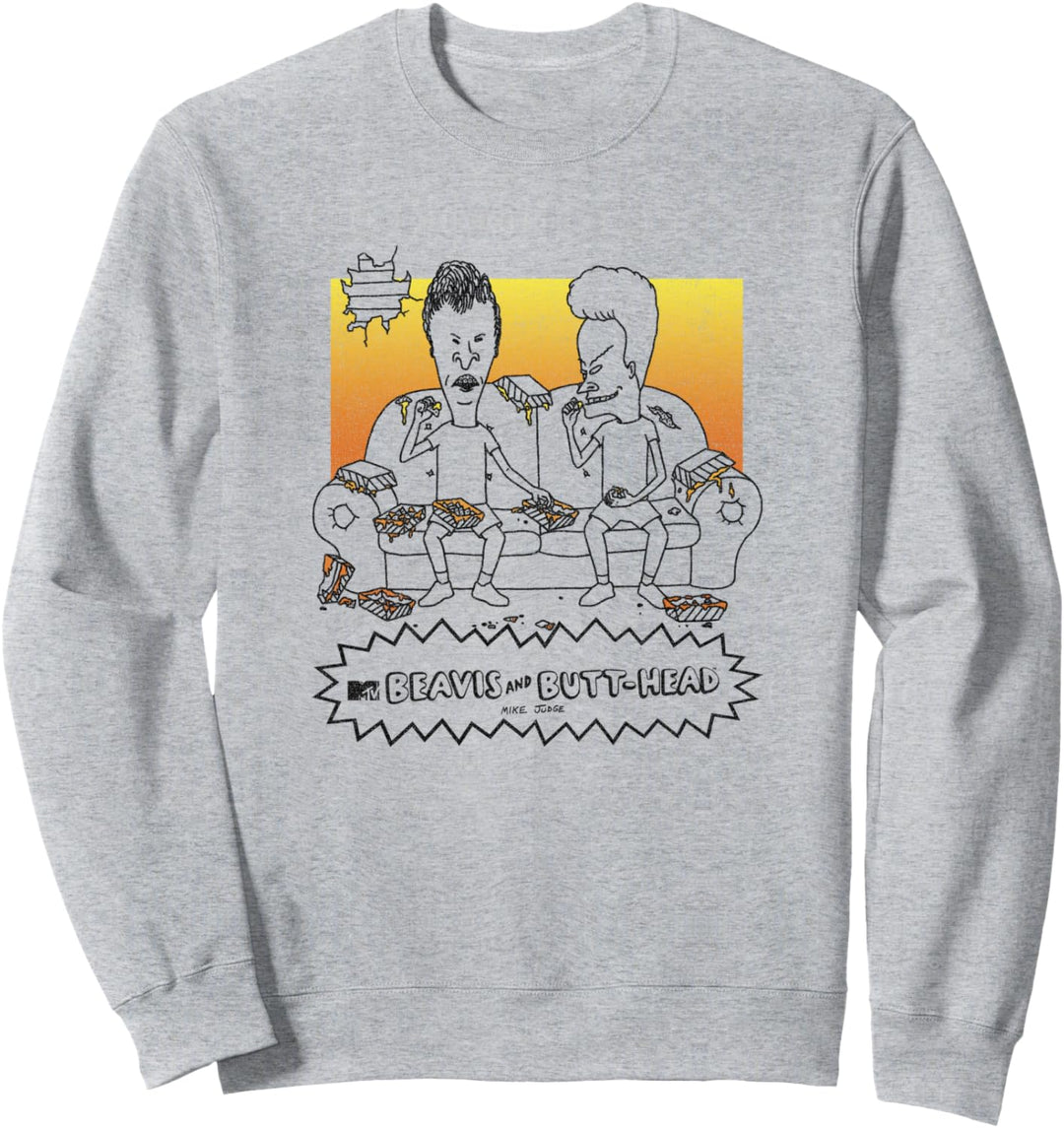 Beavis and Butt-Head Nachos On The Couch Portrait Sweatshirt
