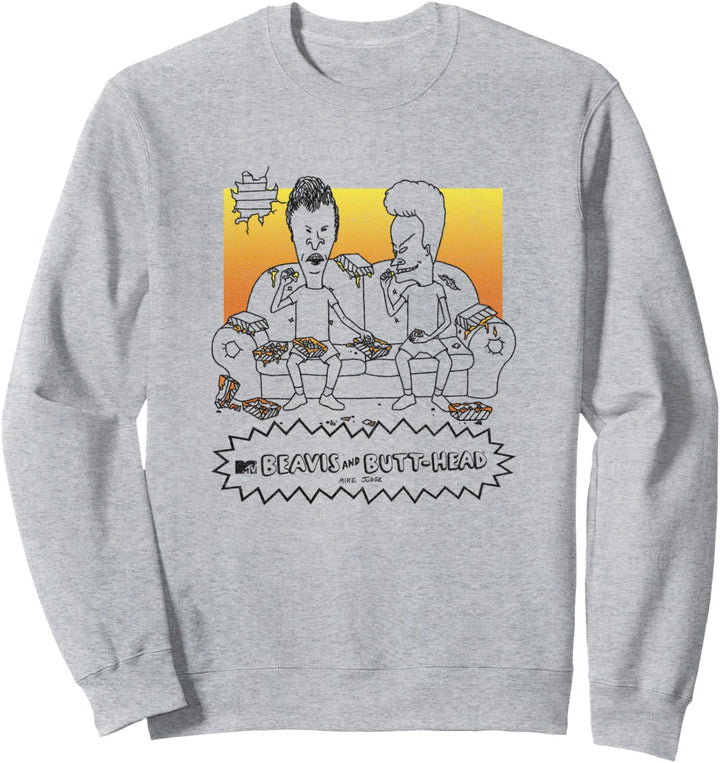 Beavis and Butt-Head Nachos On The Couch Portrait Sweatshirt