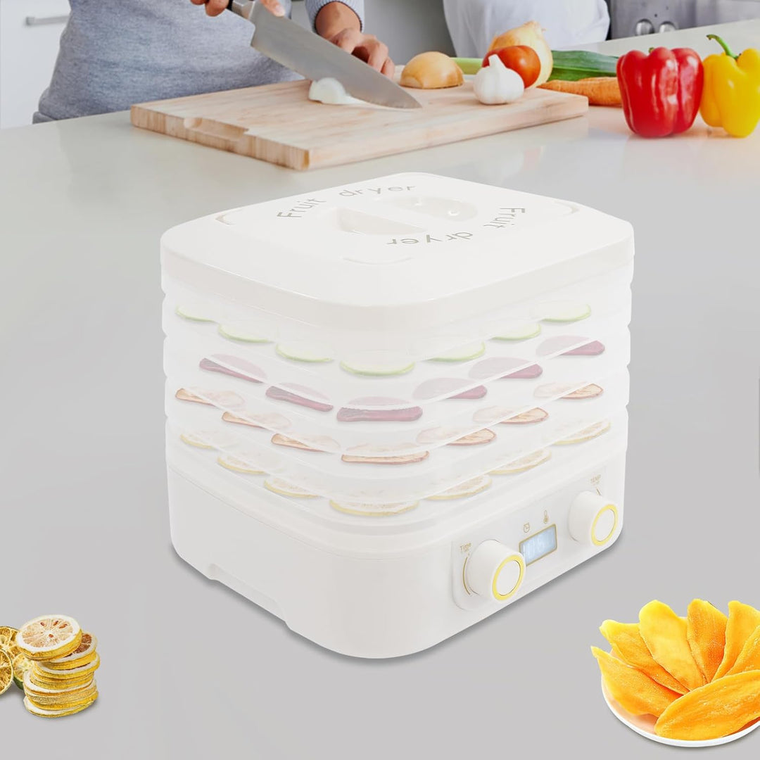 Dörrautomat 5 Etagen mit 360° Heissluftzirkulation, Temperatur 35-70°C einstellbar, LED-Display, Dör