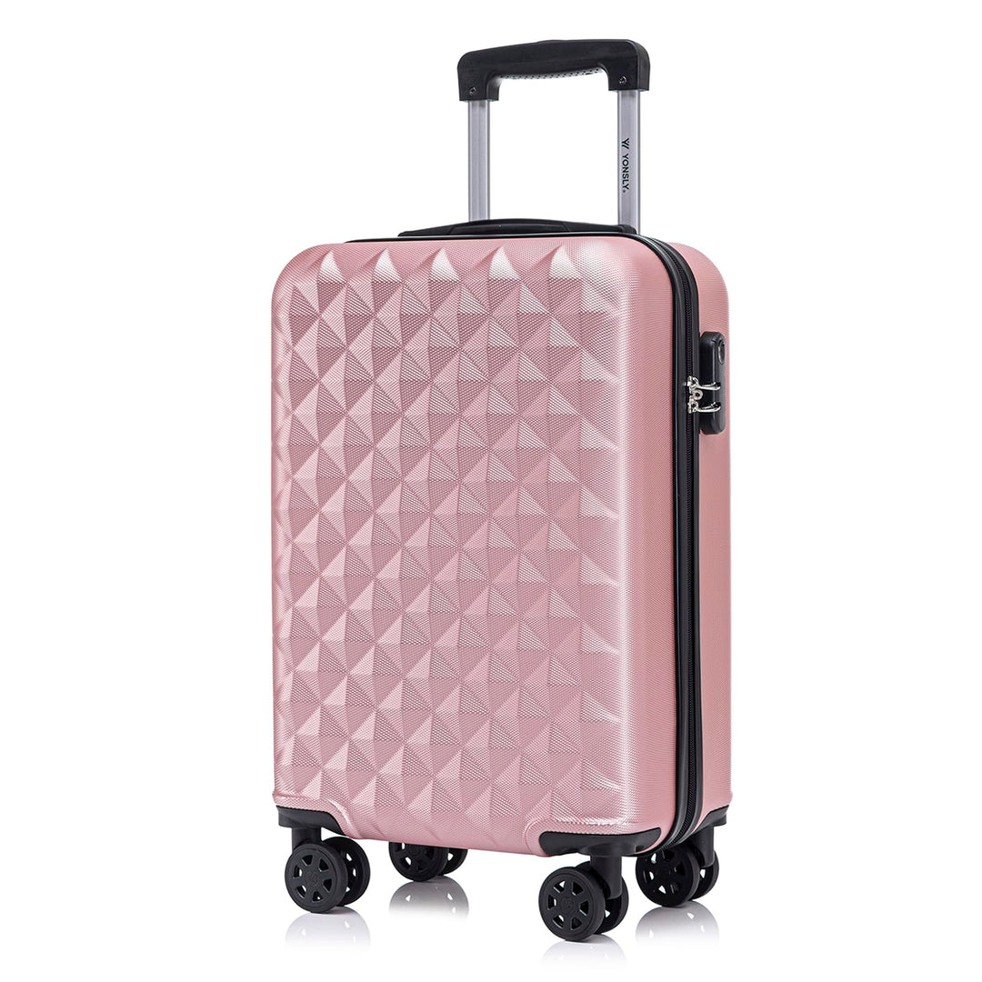 Koffer Suitcase M Roségold, Trolley Reisekoffer, Kabinenkoffer Rollkoffer Handgepäck mit 4 Rollen 36