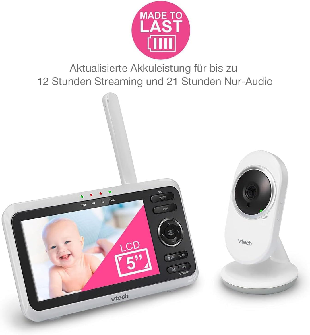 VTech Babymonitor VM350 – Video-Babyphone mit beweglicher Kamera – Klarer Sound, LCD-Farbbildschirm