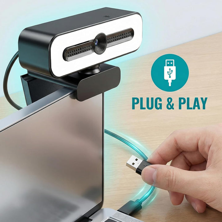 1080P USB Webcam: 90° Weitwinkel Full HD Webcam mit Mikrofon für Videoanruf und Aufnahme, Web Konfer