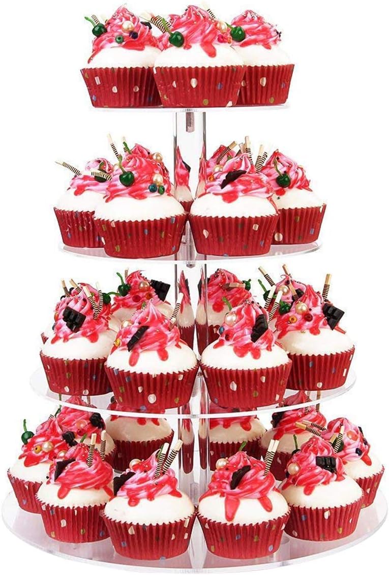 Cupcake Ständer, Tortenständer 4 Etagen Acryl für Hochzeit, Party, Geburtstag, Baby Duschen & Kuchen