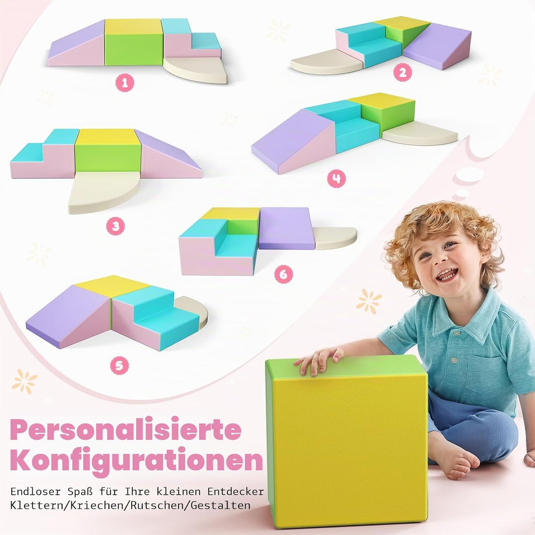 Hoyiyobi Schaumstoff-Kletterblöcke für Kinder, Schaumstoff-Bausteine XXL, Montessori-Spielzeug für