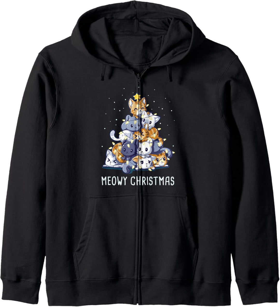 Cats Christmas Tree Meow Kitten Kitty Tree Lights Star Xmas Kapuzenjacke