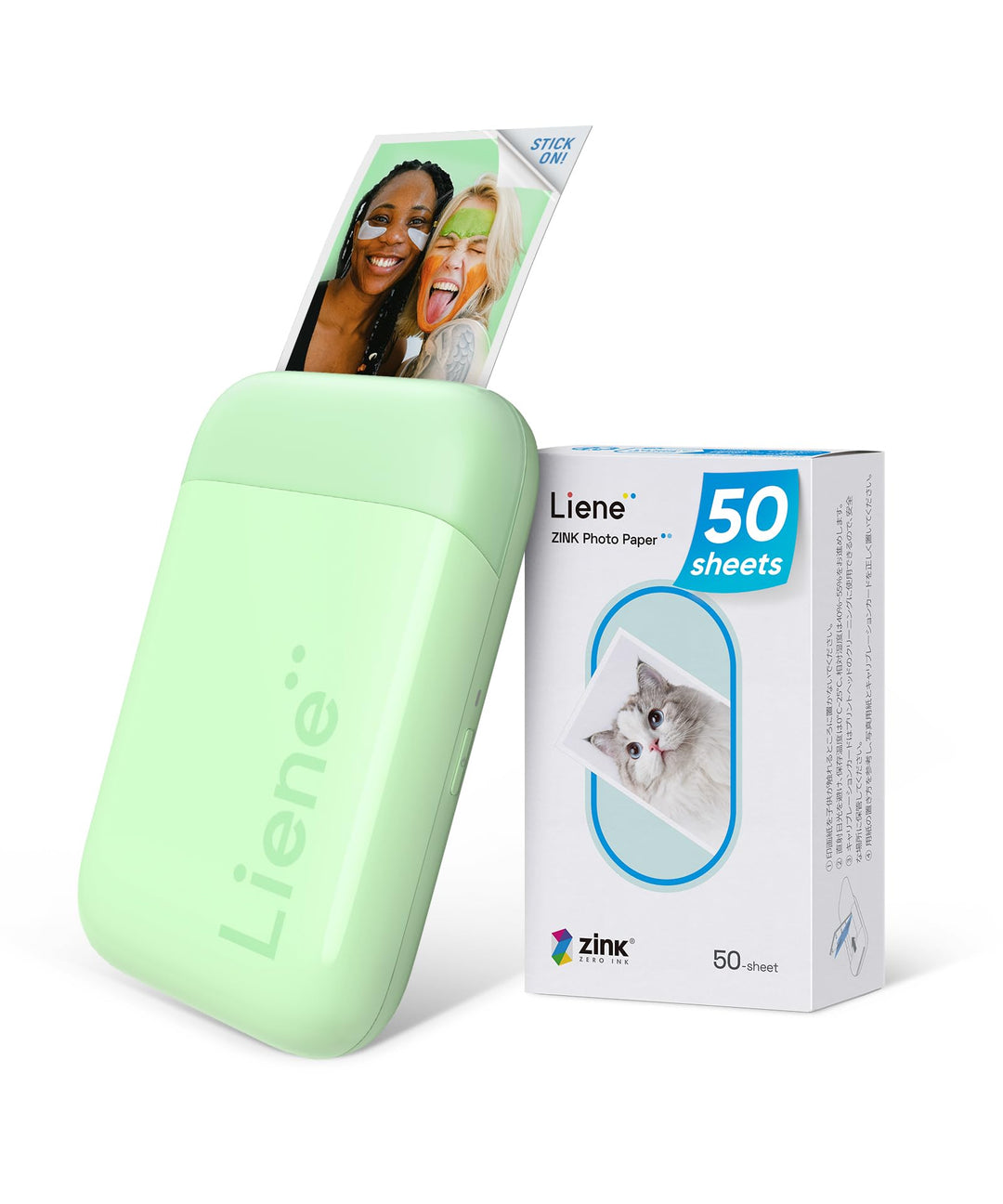 Liene Pearl K100 Fotodrucker Smartphone, Tragbarer Sofortbilddrucker mit 50 Zink-Klebepapier, Blueto